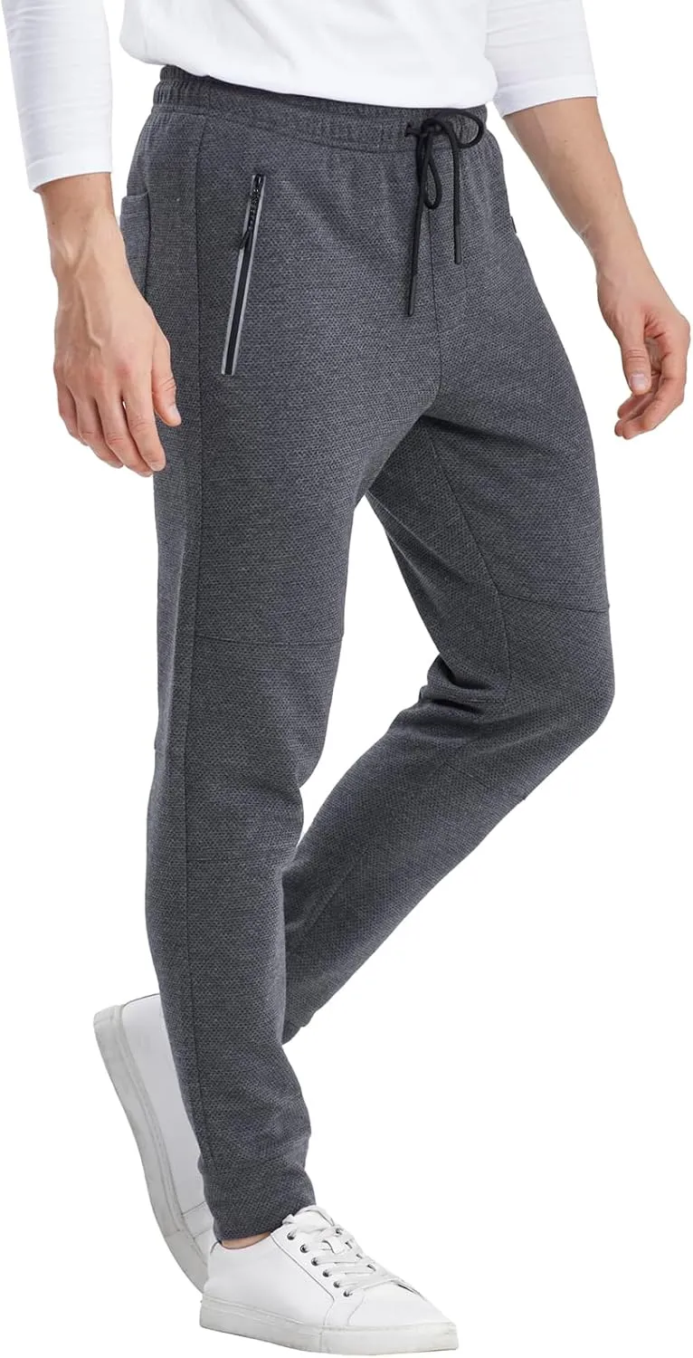 1 Pack/2 Pack Mens Jogger Gym Sweatpants, Athletic Jogger Workout Pants for Men,Running Track Pants with Zipper Pockets