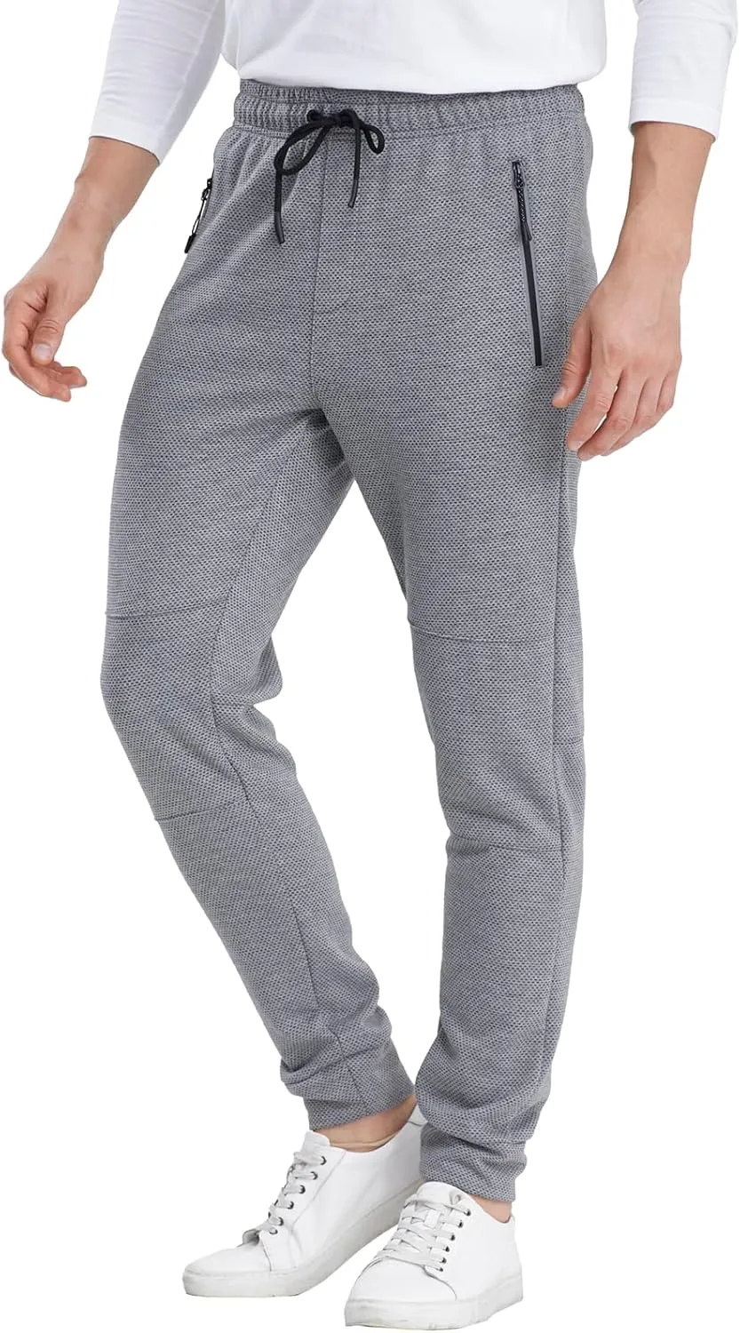 1 Pack/2 Pack Mens Jogger Gym Sweatpants, Athletic Jogger Workout Pants for Men,Running Track Pants with Zipper Pockets