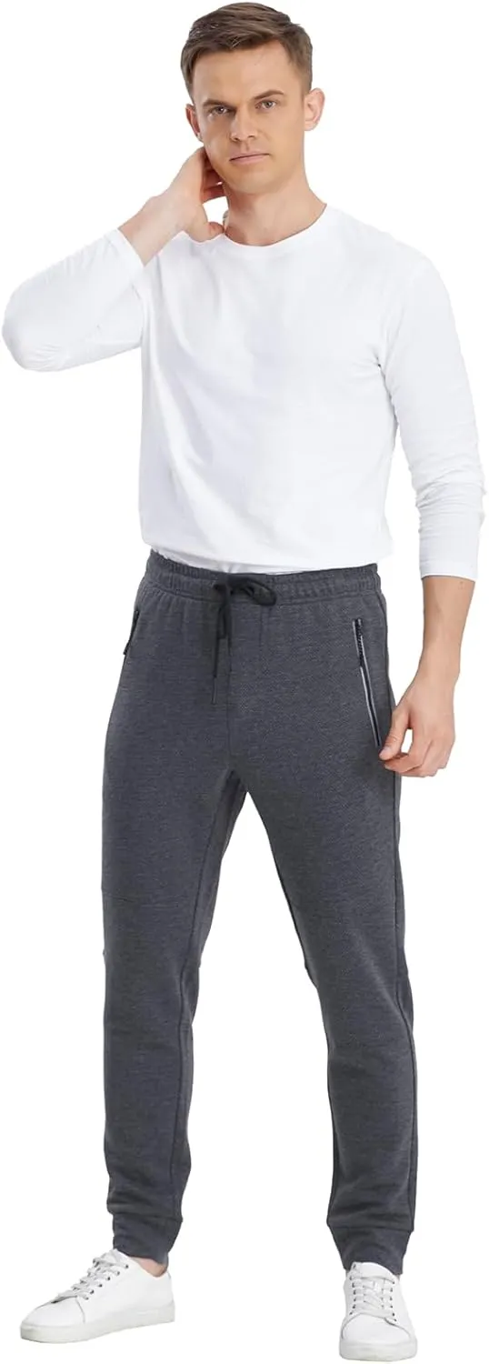 1 Pack/2 Pack Mens Jogger Gym Sweatpants, Athletic Jogger Workout Pants for Men,Running Track Pants with Zipper Pockets