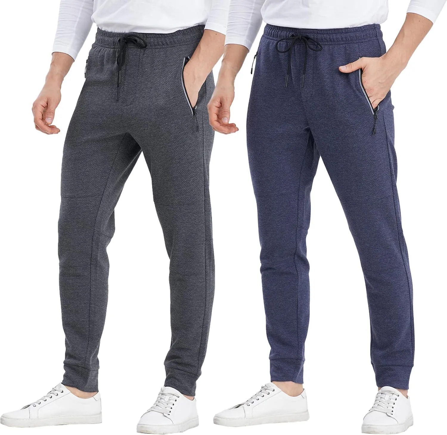 1 Pack/2 Pack Mens Jogger Gym Sweatpants, Athletic Jogger Workout Pants for Men,Running Track Pants with Zipper Pockets