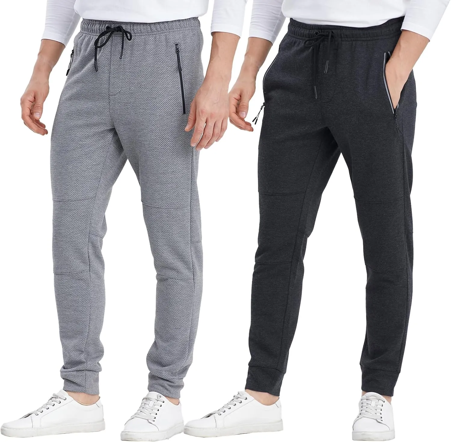 1 Pack/2 Pack Mens Jogger Gym Sweatpants, Athletic Jogger Workout Pants for Men,Running Track Pants with Zipper Pockets