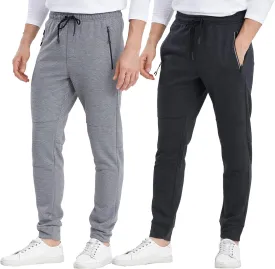 1 Pack/2 Pack Mens Jogger Gym Sweatpants, Athletic Jogger Workout Pants for Men,Running Track Pants with Zipper Pockets