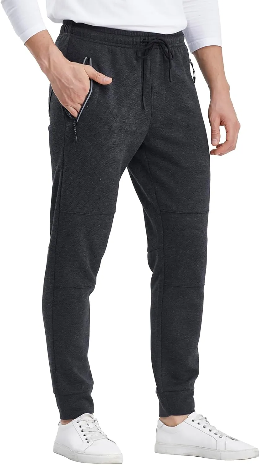 1 Pack/2 Pack Mens Jogger Gym Sweatpants, Athletic Jogger Workout Pants for Men,Running Track Pants with Zipper Pockets