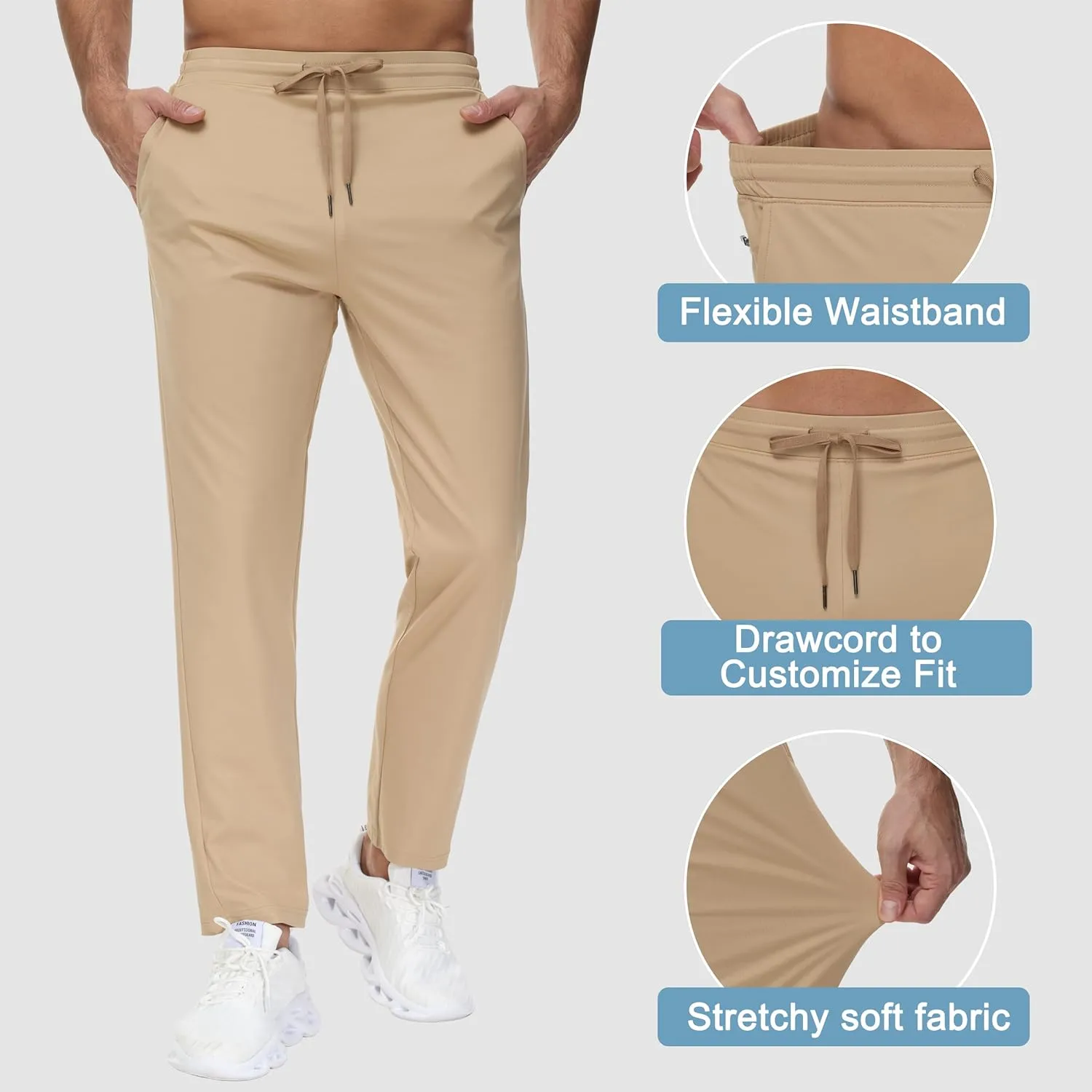 29"/34"/36" Inseam Men's Sweatpants with Zipper Pockets Men Joggers Running Workout Athletic Gym Track Tall Pants