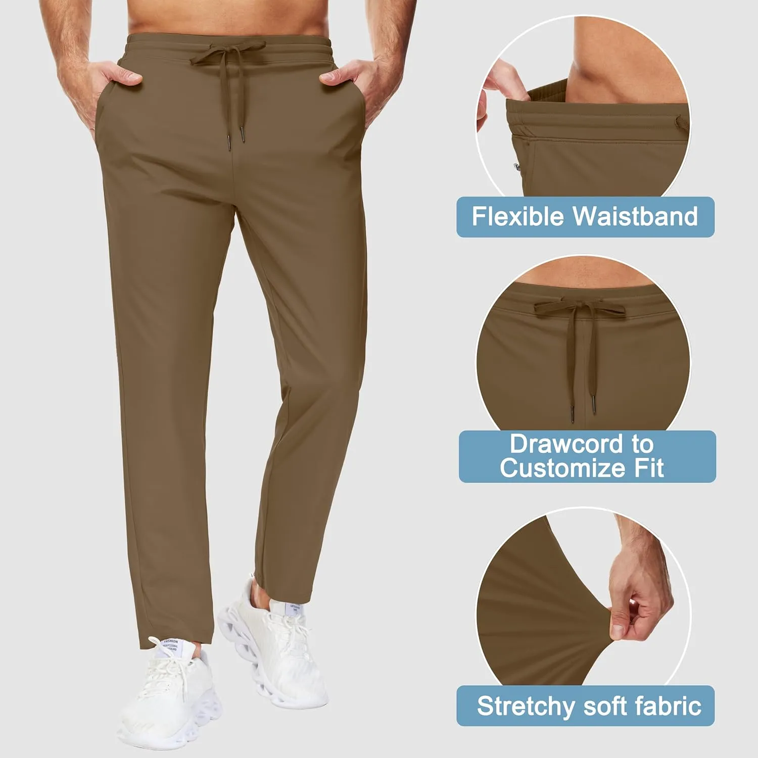 29"/34"/36" Inseam Men's Sweatpants with Zipper Pockets Men Joggers Running Workout Athletic Gym Track Tall Pants