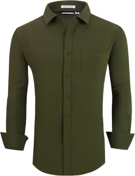 Alex Vando Mens Dress Shirt Wrinkle Free Regular Fit 4-Way Stretch Button Down Shirts