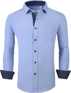 Alex Vando Mens Dress Shirt Wrinkle Free Regular Fit 4-Way Stretch Button Down Shirts