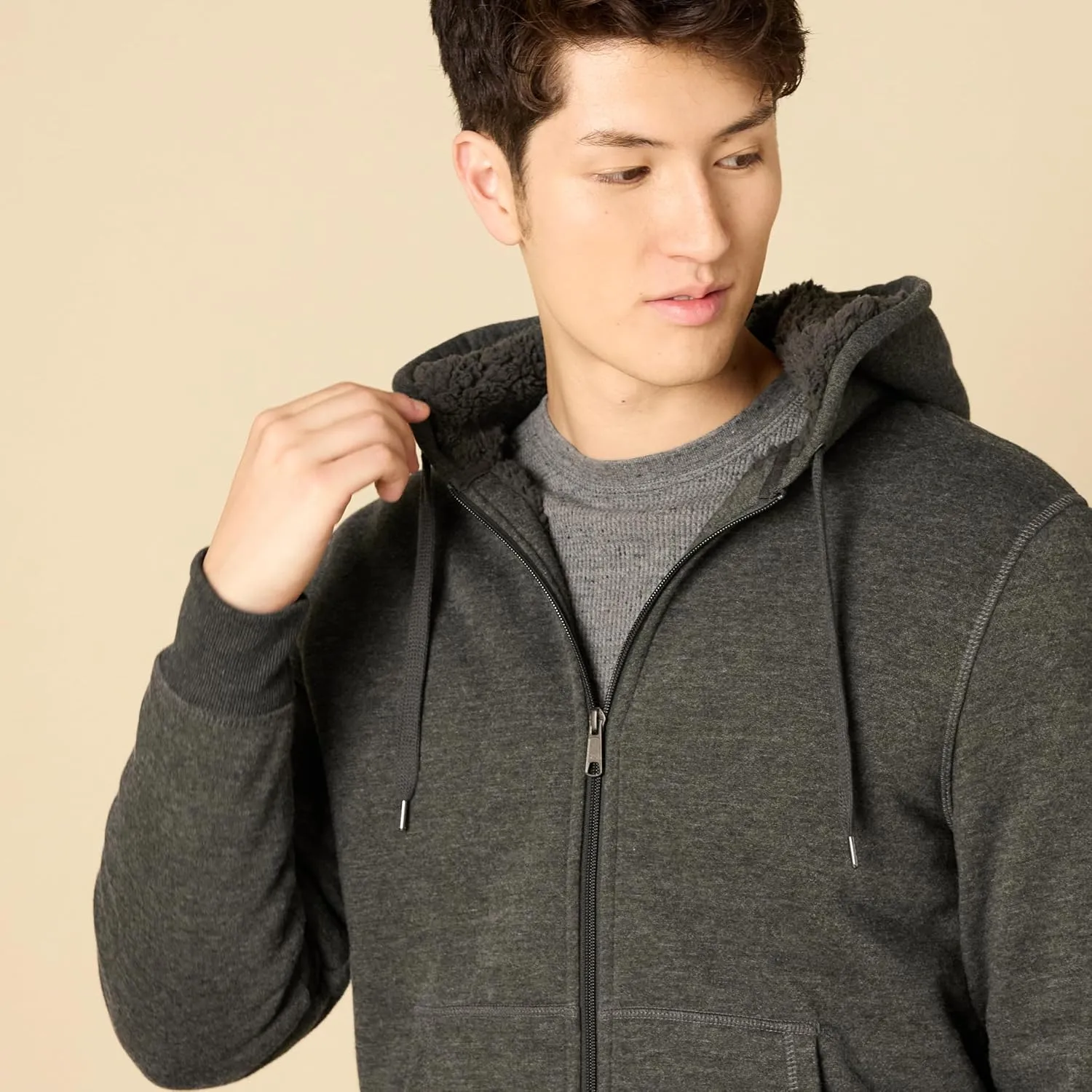 Amazon Essentials Hoodie For Men, Sherpa-Lined Full-Zip Fleece Sweatshirt