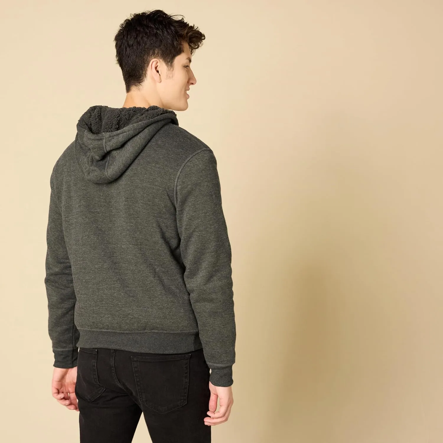 Amazon Essentials Hoodie For Men, Sherpa-Lined Full-Zip Fleece Sweatshirt