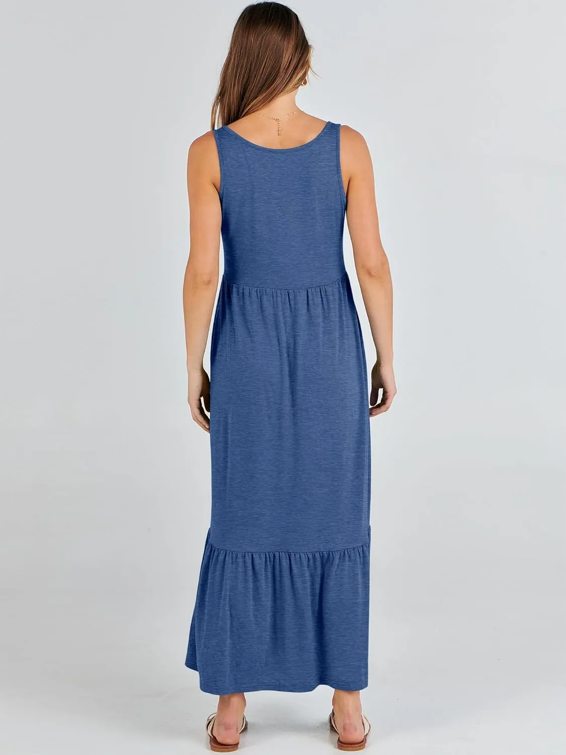 ANRABESS Women's Summer Sleeveless Maxi Sundress Swing Casual Flowy Tiered Shirts Dress Beach Travel Vacation Outfits