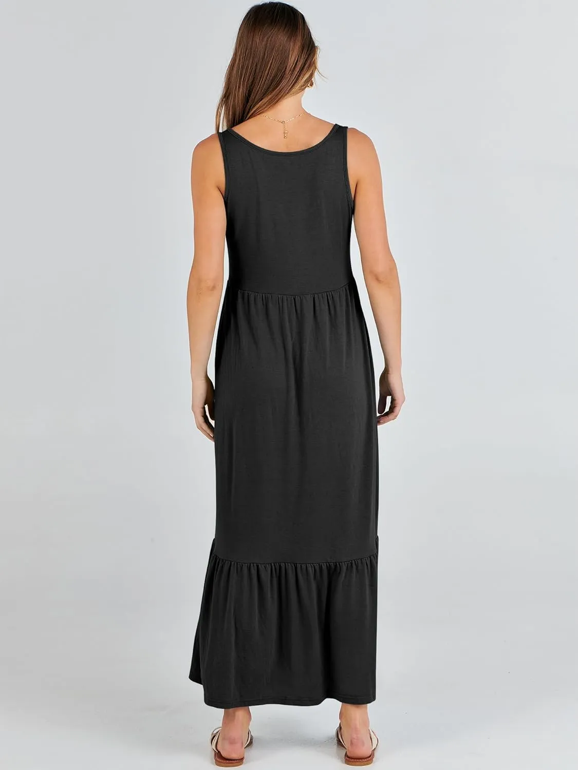 ANRABESS Women's Summer Sleeveless Maxi Sundress Swing Casual Flowy Tiered Shirts Dress Beach Travel Vacation Outfits