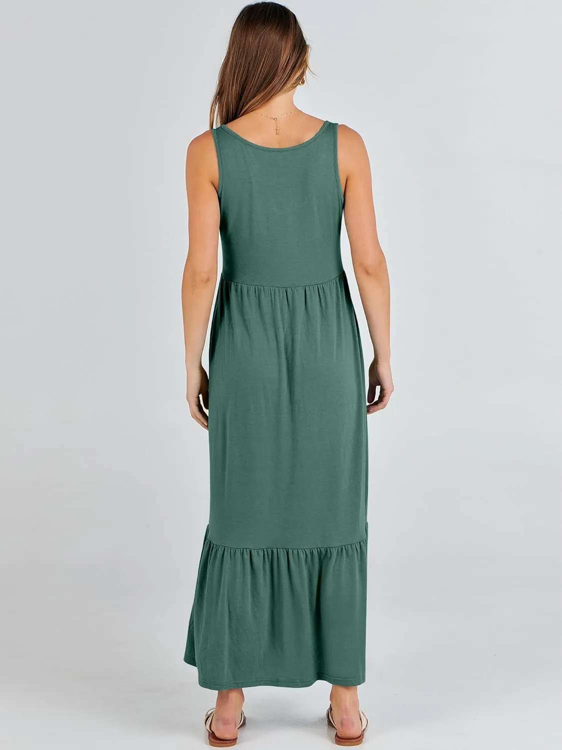 ANRABESS Women's Summer Sleeveless Maxi Sundress Swing Casual Flowy Tiered Shirts Dress Beach Travel Vacation Outfits
