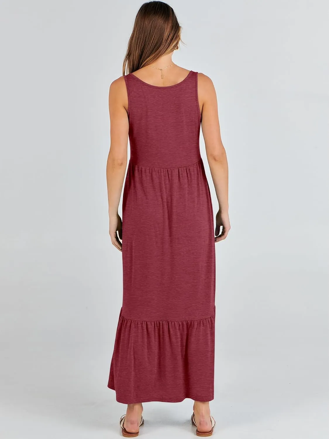 ANRABESS Women's Summer Sleeveless Maxi Sundress Swing Casual Flowy Tiered Shirts Dress Beach Travel Vacation Outfits