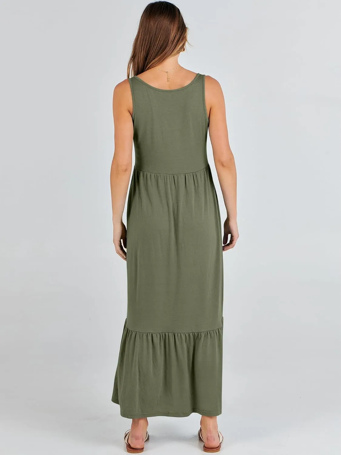 ANRABESS Women's Summer Sleeveless Maxi Sundress Swing Casual Flowy Tiered Shirts Dress Beach Travel Vacation Outfits