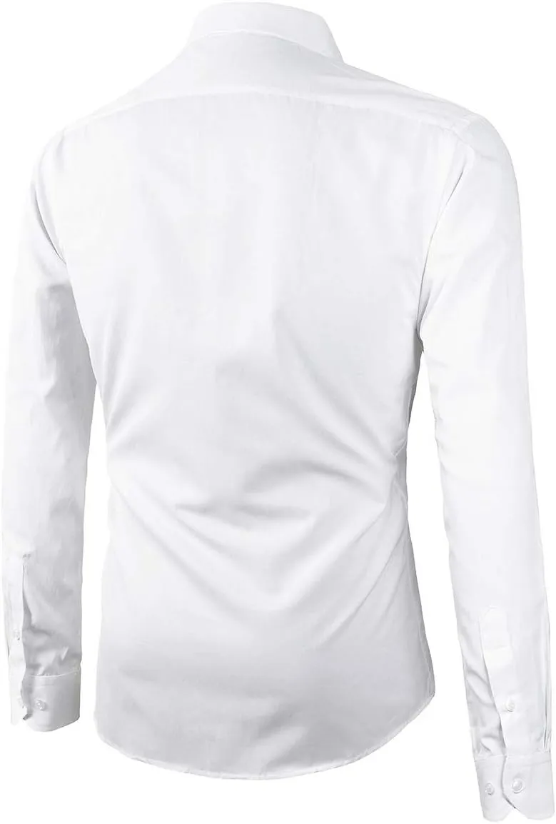 Beninos Mens Slim Fit Solid Point Collar Button Down Dress Shirt