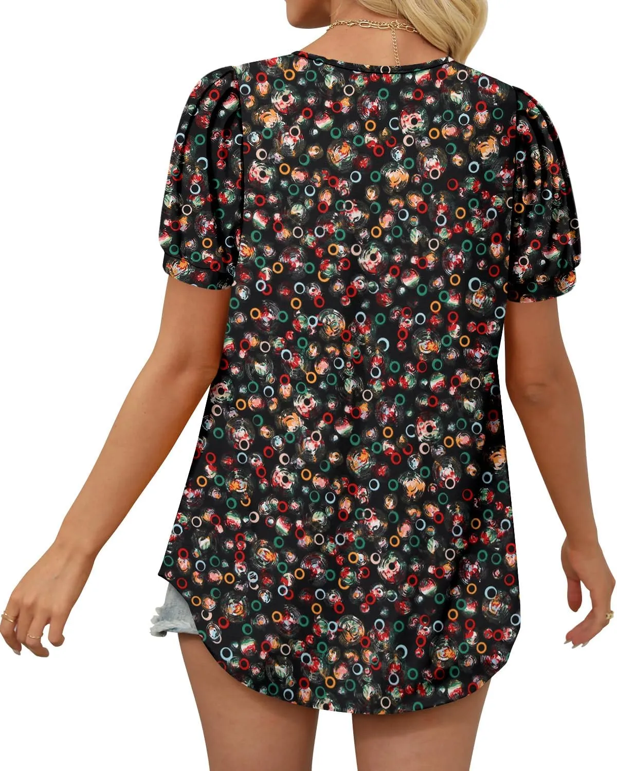 BETTE BOUTIK Womens Crewneck Short Sleeve KeyholeSummer Tunic Tops Pleated Shirts Blouses S-3XL