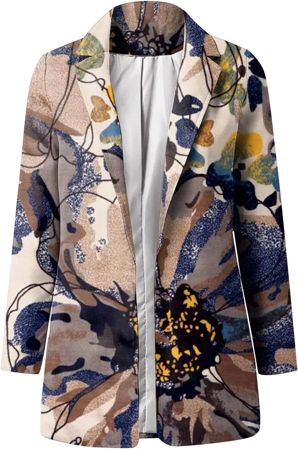 Blazers for Women Long Sleeve Button Open Front Blazer Jacket Solid/Hawaii Print Trendy Suite Coat with Pockets