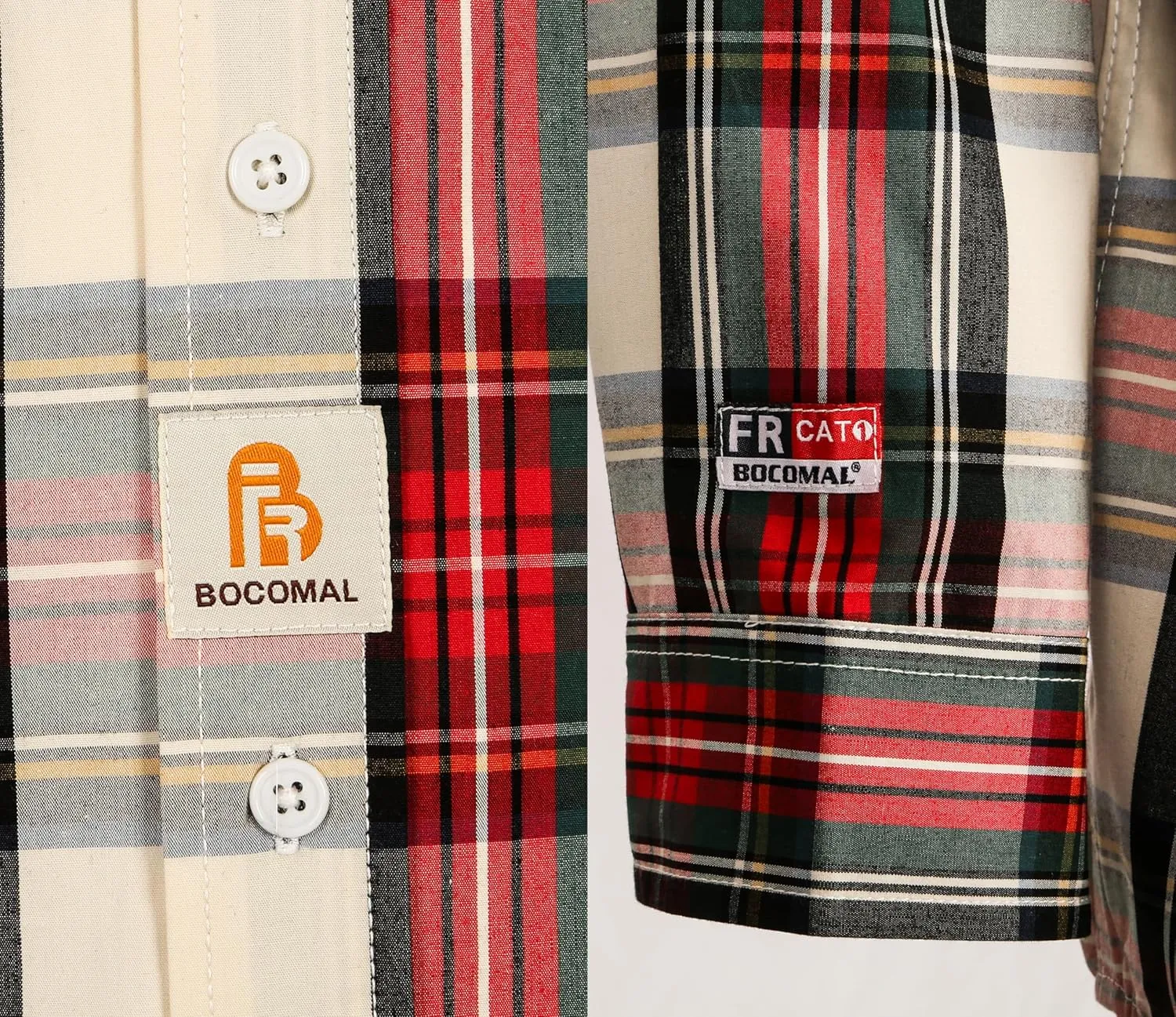BOCOMAL FR Shirts Plaid 4.5oz Lightweight for Summer Flame Resistant Men's Fire Retardant Shirt-CAT1