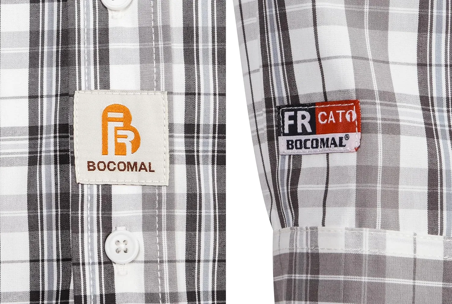 BOCOMAL FR Shirts Plaid 4.5oz Lightweight for Summer Flame Resistant Men's Fire Retardant Shirt-CAT1