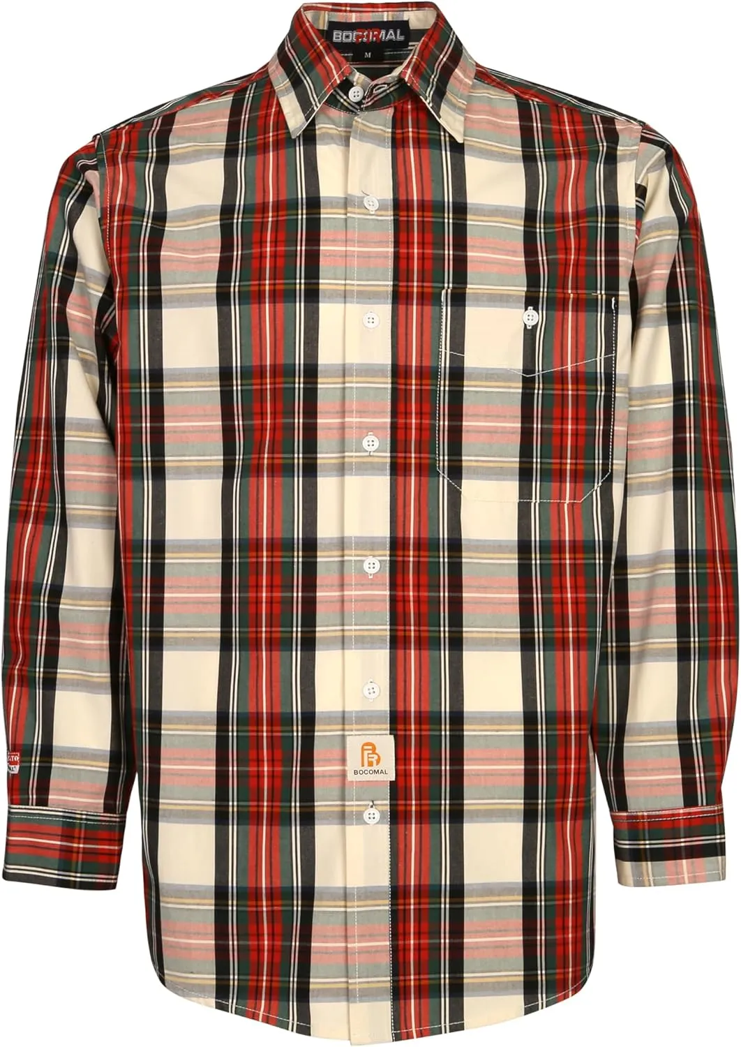 BOCOMAL FR Shirts Plaid 4.5oz Lightweight for Summer Flame Resistant Men's Fire Retardant Shirt-CAT1
