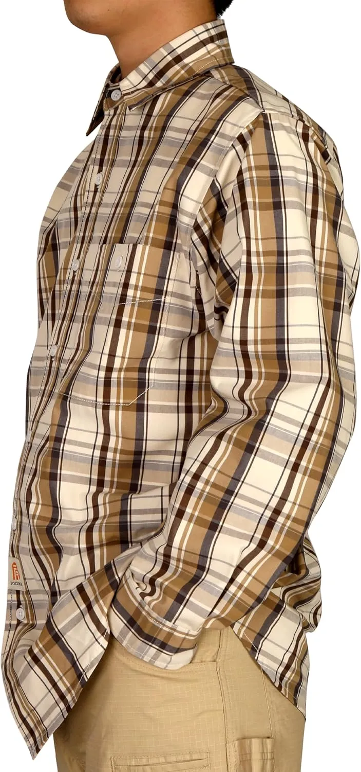 BOCOMAL FR Shirts Plaid 4.5oz Lightweight for Summer Flame Resistant Men's Fire Retardant Shirt-CAT1