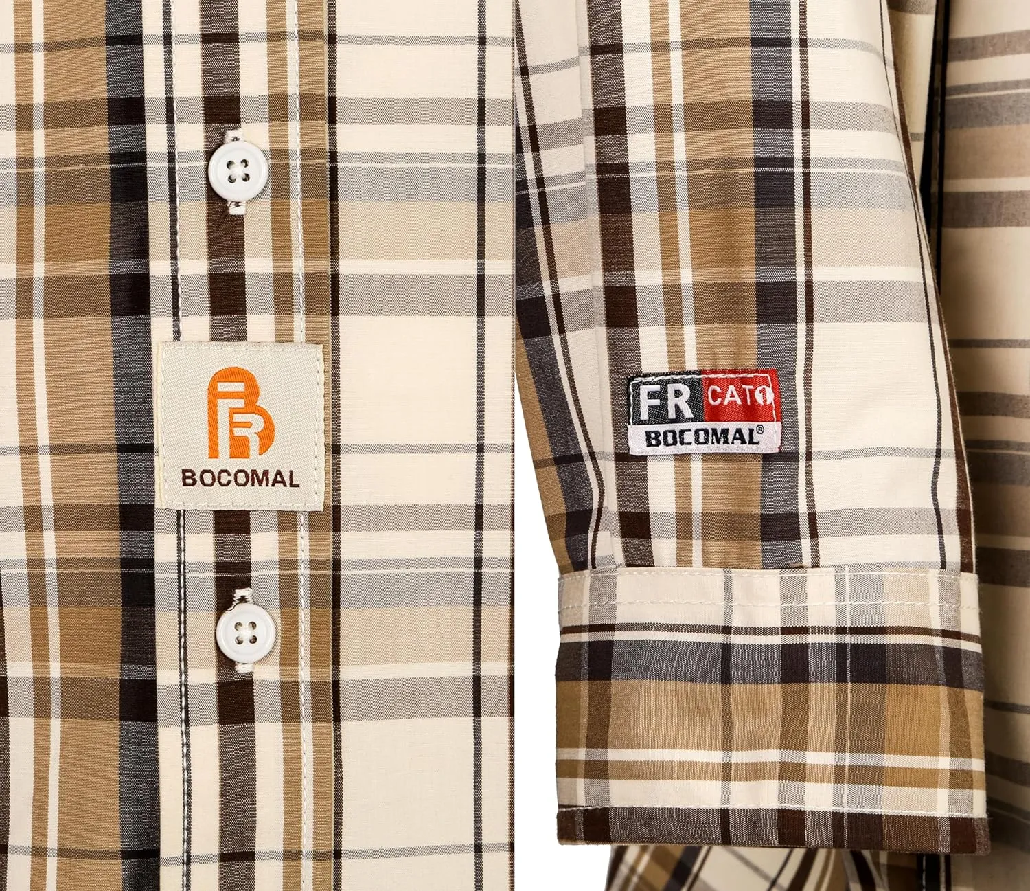 BOCOMAL FR Shirts Plaid 4.5oz Lightweight for Summer Flame Resistant Men's Fire Retardant Shirt-CAT1