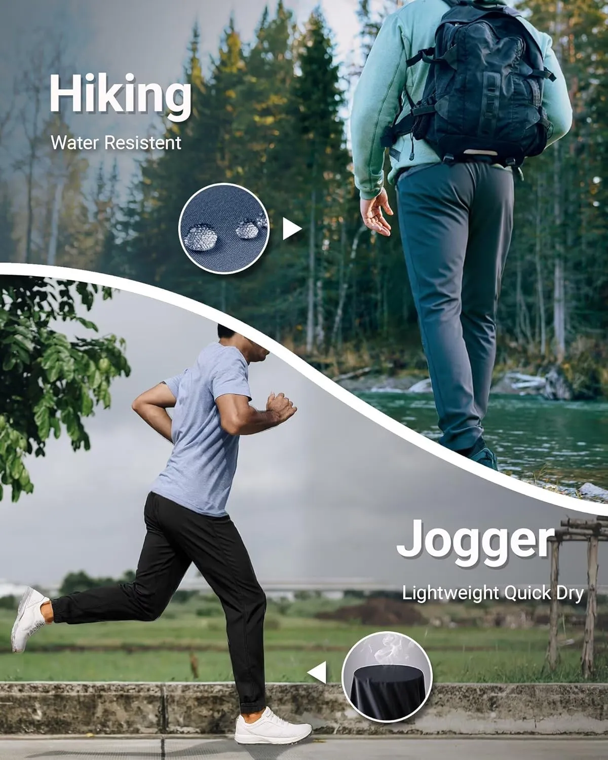 Boladeci Men's Joggers Lightweight Quick Dry Casual Athletic Hiking Pants Sweatpants with Pockets Elastic Waist