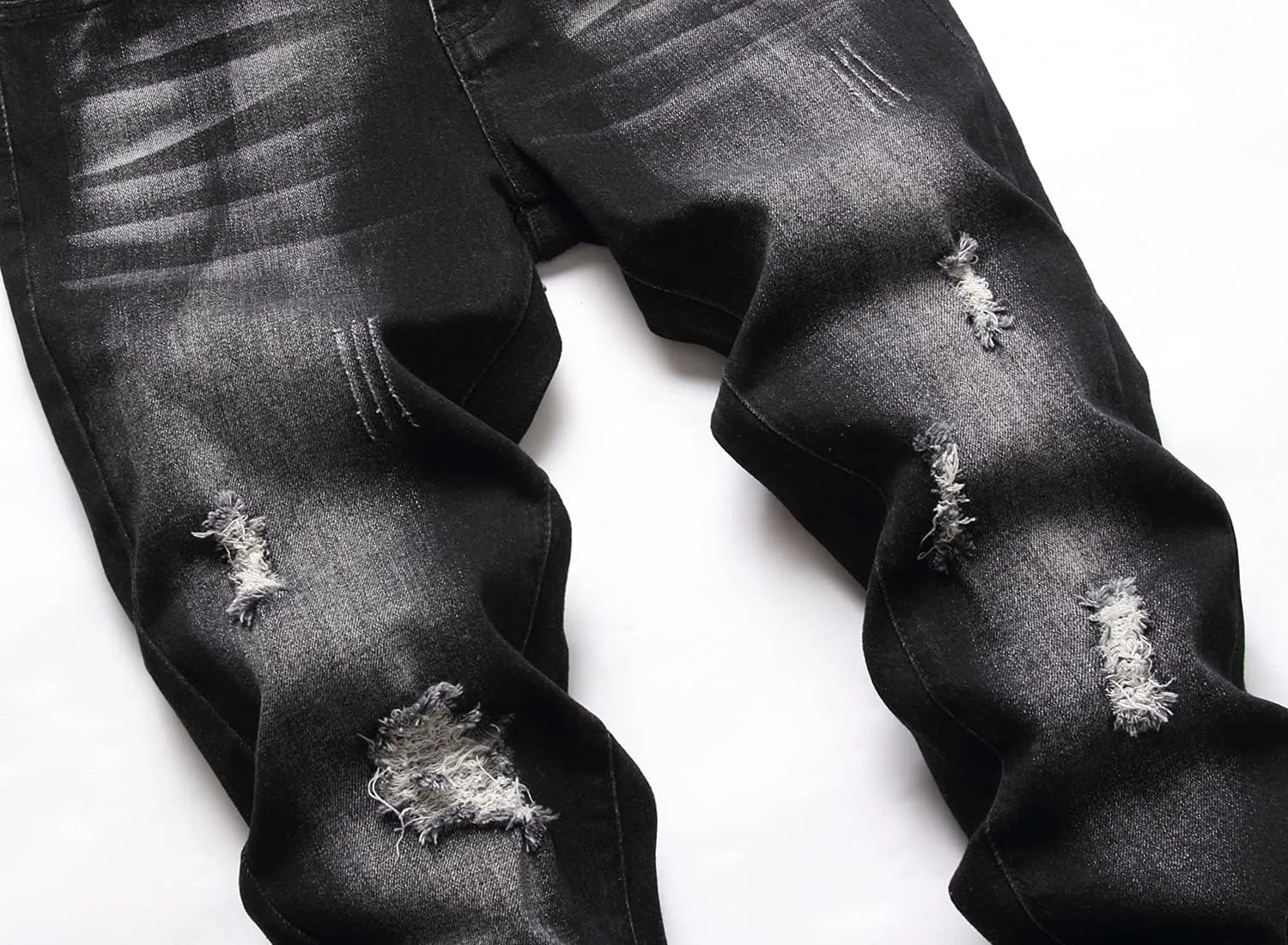 Boy's Skinny Fit Ripped Destroyed Distressed Stretch Slim Jeans Pants