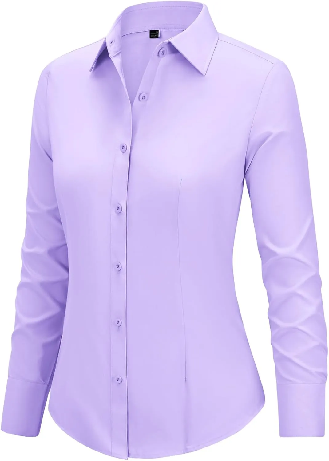 Button Down Shirts for Women Long Sleeve Dress Shirts Slim Fit Wrinkle Free Collared Blouse Work Office Blouse Tops
