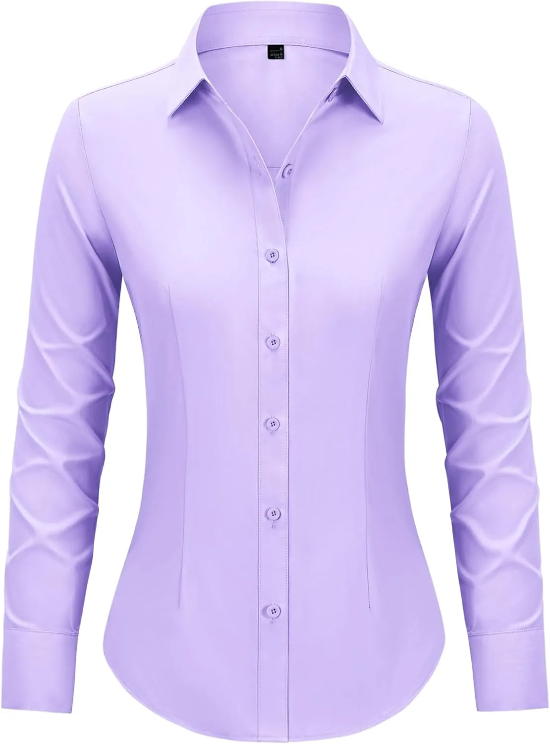 Button Down Shirts for Women Long Sleeve Dress Shirts Slim Fit Wrinkle Free Collared Blouse Work Office Blouse Tops