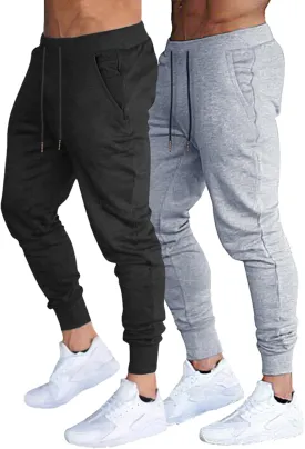 BUXKR Men's Slim Joggers Workout Pants for Gym Running and Bodybuilding Athletic Bottom Sweatpants with Deep Pockets