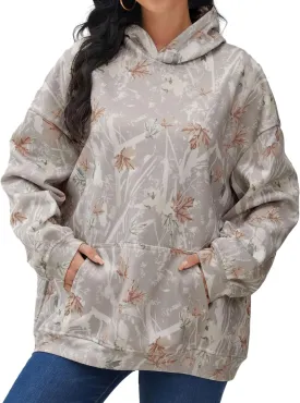 Camo Hoodie for Men Women Oversized Fleece Maple Leaf Hooded Sweatshirt Graphic Print Pullover Hoodies with Pocket