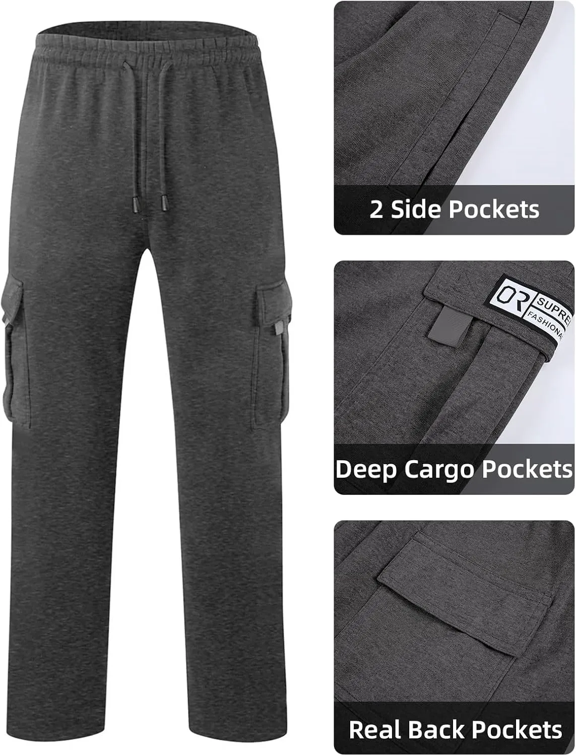 CEHT Men's Cargo Sweatpants Joggers Casual Pants with Pockets for Hiking Athletic Workout