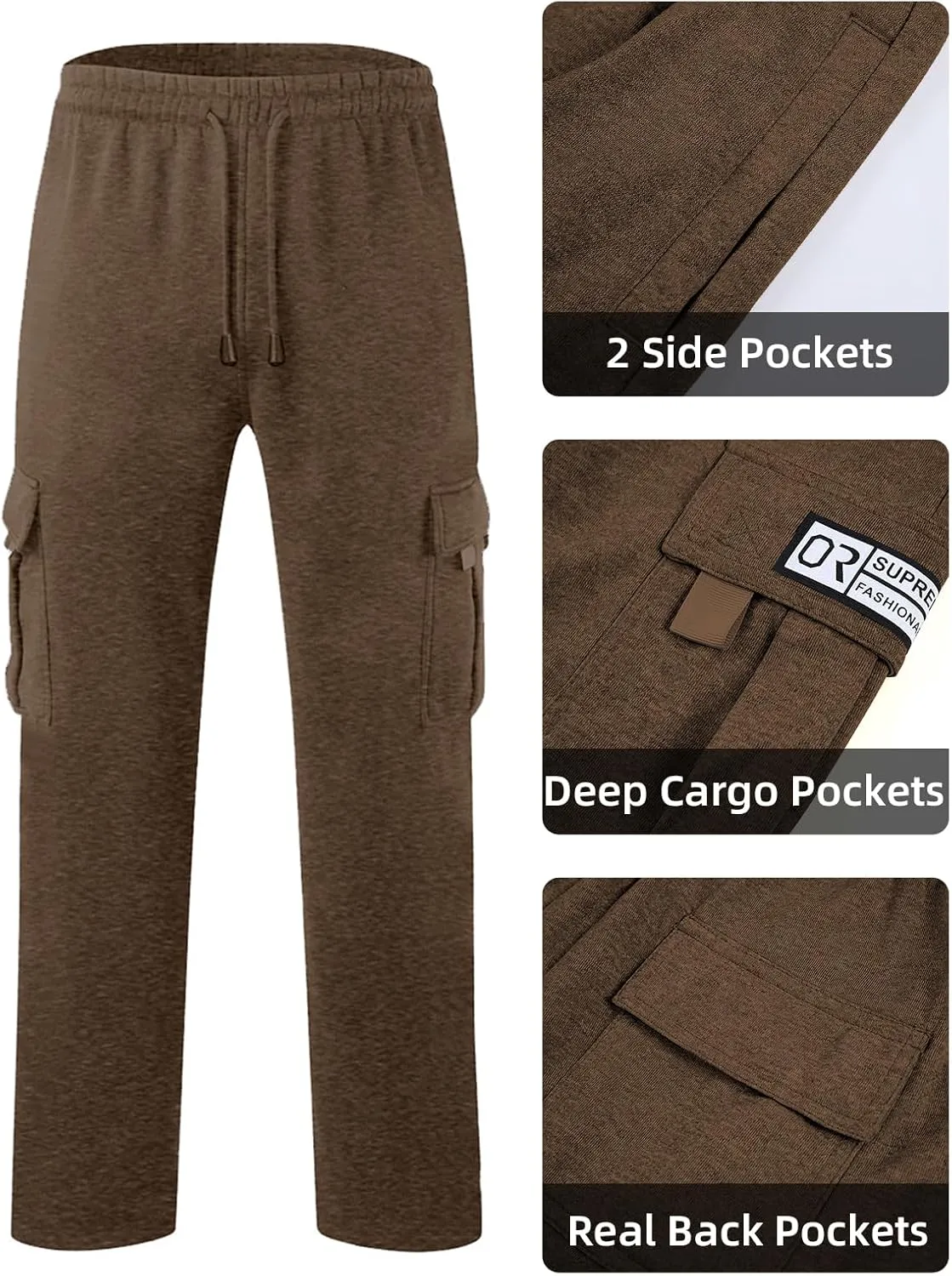 CEHT Men's Cargo Sweatpants Joggers Casual Pants with Pockets for Hiking Athletic Workout