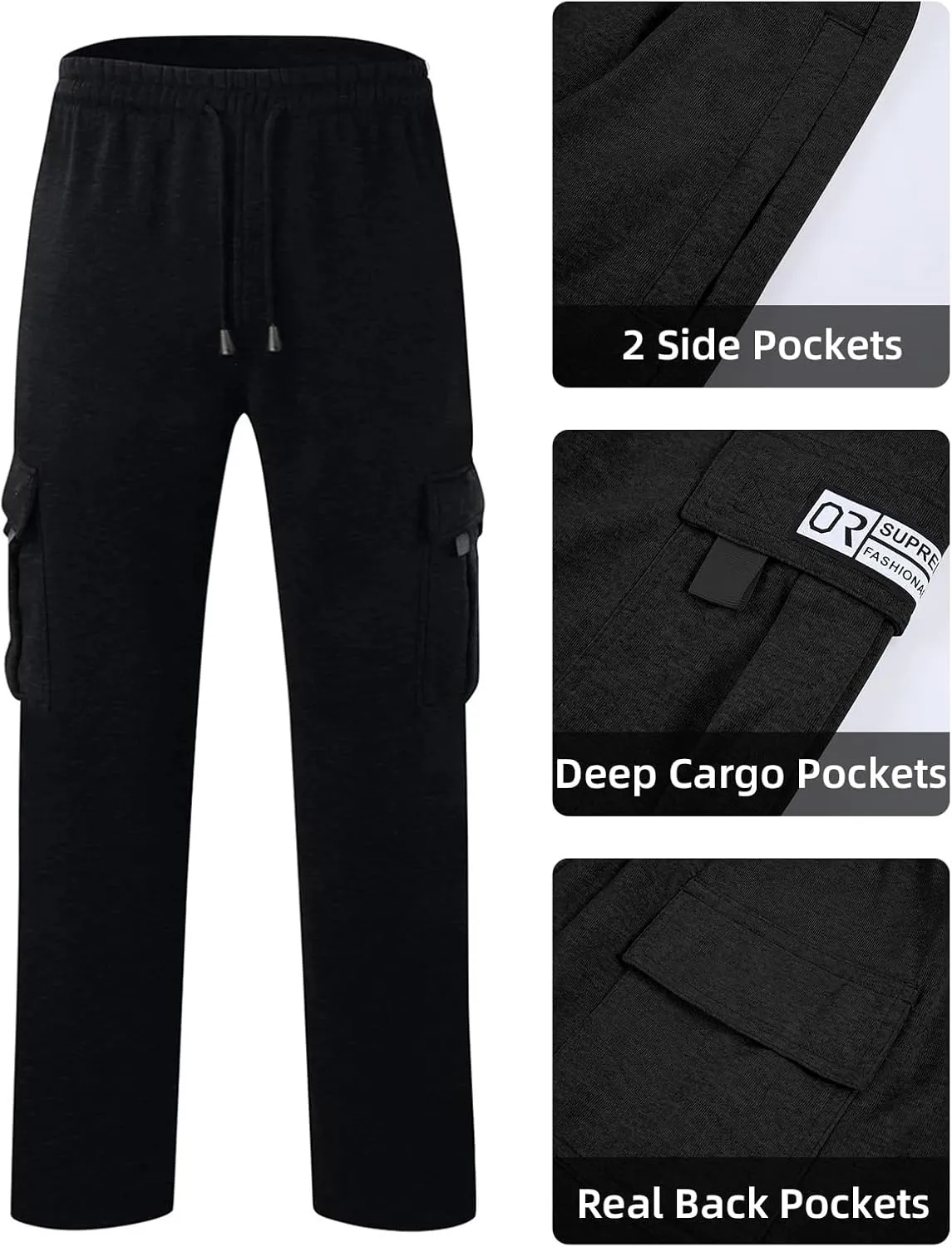 CEHT Men's Cargo Sweatpants Joggers Casual Pants with Pockets for Hiking Athletic Workout