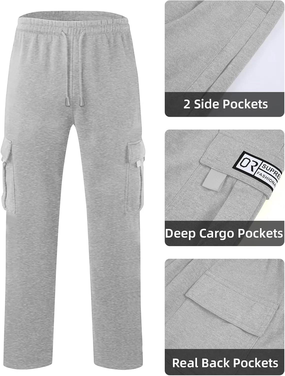 CEHT Men's Cargo Sweatpants Joggers Casual Pants with Pockets for Hiking Athletic Workout