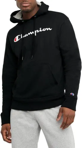 Champion Men's Powerblend Fleece Hoodie Sweatshirt with Script Logo (Regular and Big & Tall)