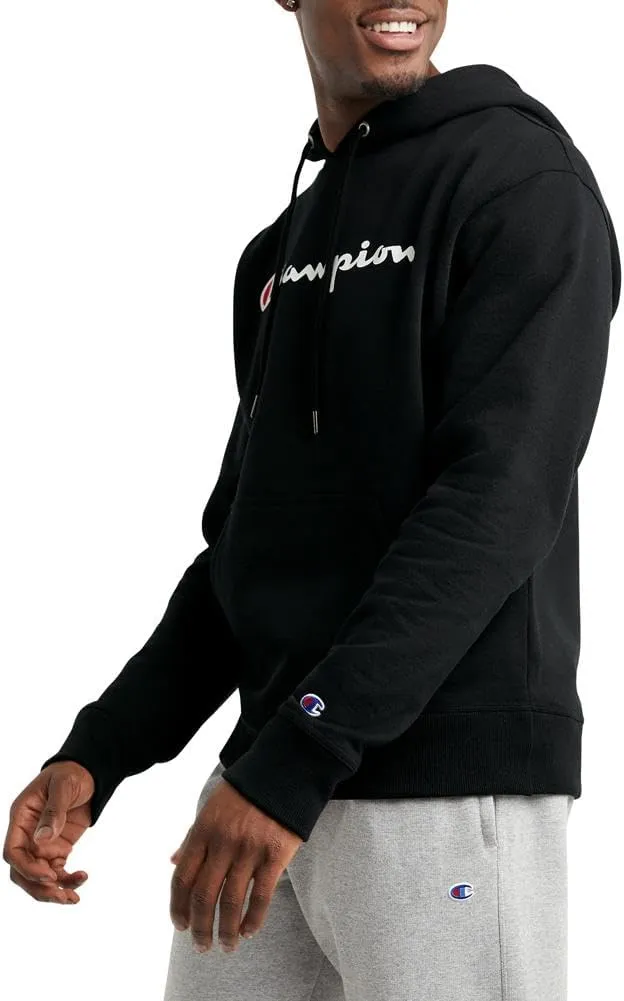 Champion Men's Powerblend Fleece Hoodie Sweatshirt with Script Logo (Regular and Big & Tall)