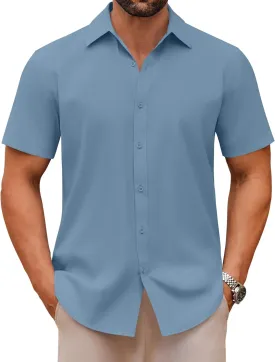 COOFANDY Men's Casual Button Down Shirts Short Sleeve Summer Untucked Dress Shirts