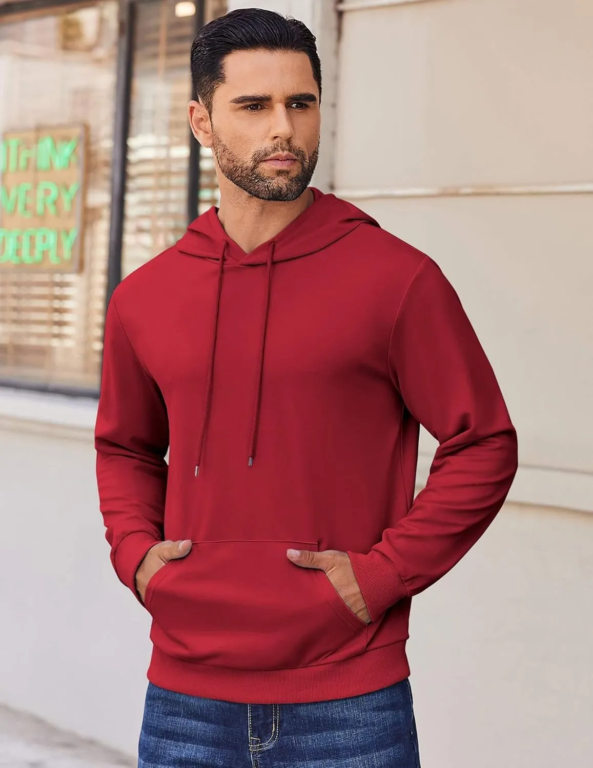 COOFANDY Mens Hoodies Pullover Long Sleeve Casual Fashion Sweatshirts Drawstring Gym Hooded Shirt with Kanga Pocket