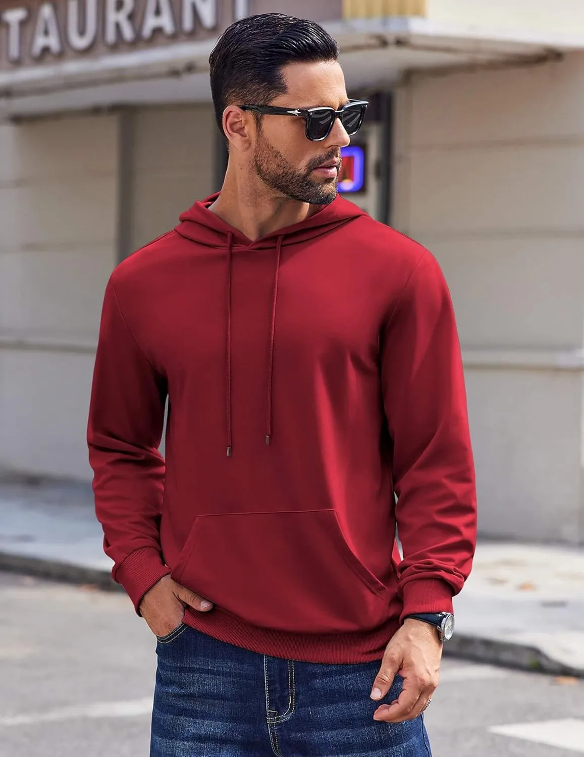 COOFANDY Mens Hoodies Pullover Long Sleeve Casual Fashion Sweatshirts Drawstring Gym Hooded Shirt with Kanga Pocket