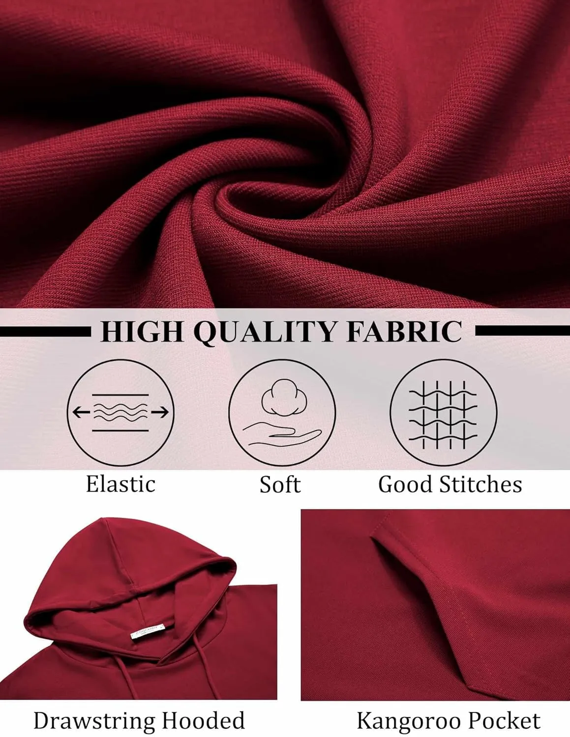COOFANDY Mens Hoodies Pullover Long Sleeve Casual Fashion Sweatshirts Drawstring Gym Hooded Shirt with Kanga Pocket