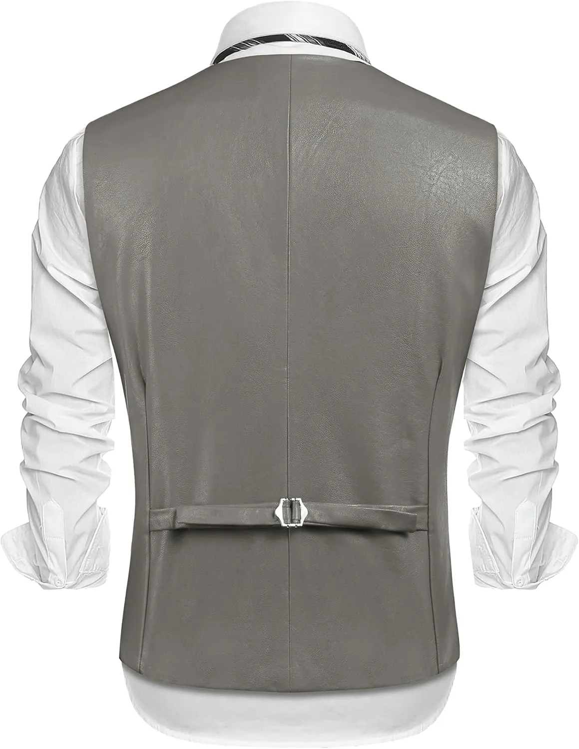 COOFANDY Men's Leather Suit Vest Casual Western Vest Jacket Lightweight V-Neck Dress Waistcoats
