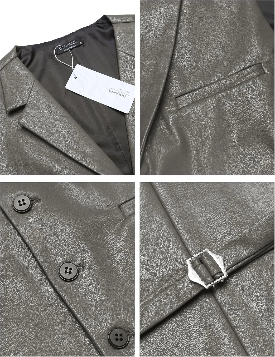 COOFANDY Men's Leather Suit Vest Casual Western Vest Jacket Lightweight V-Neck Dress Waistcoats