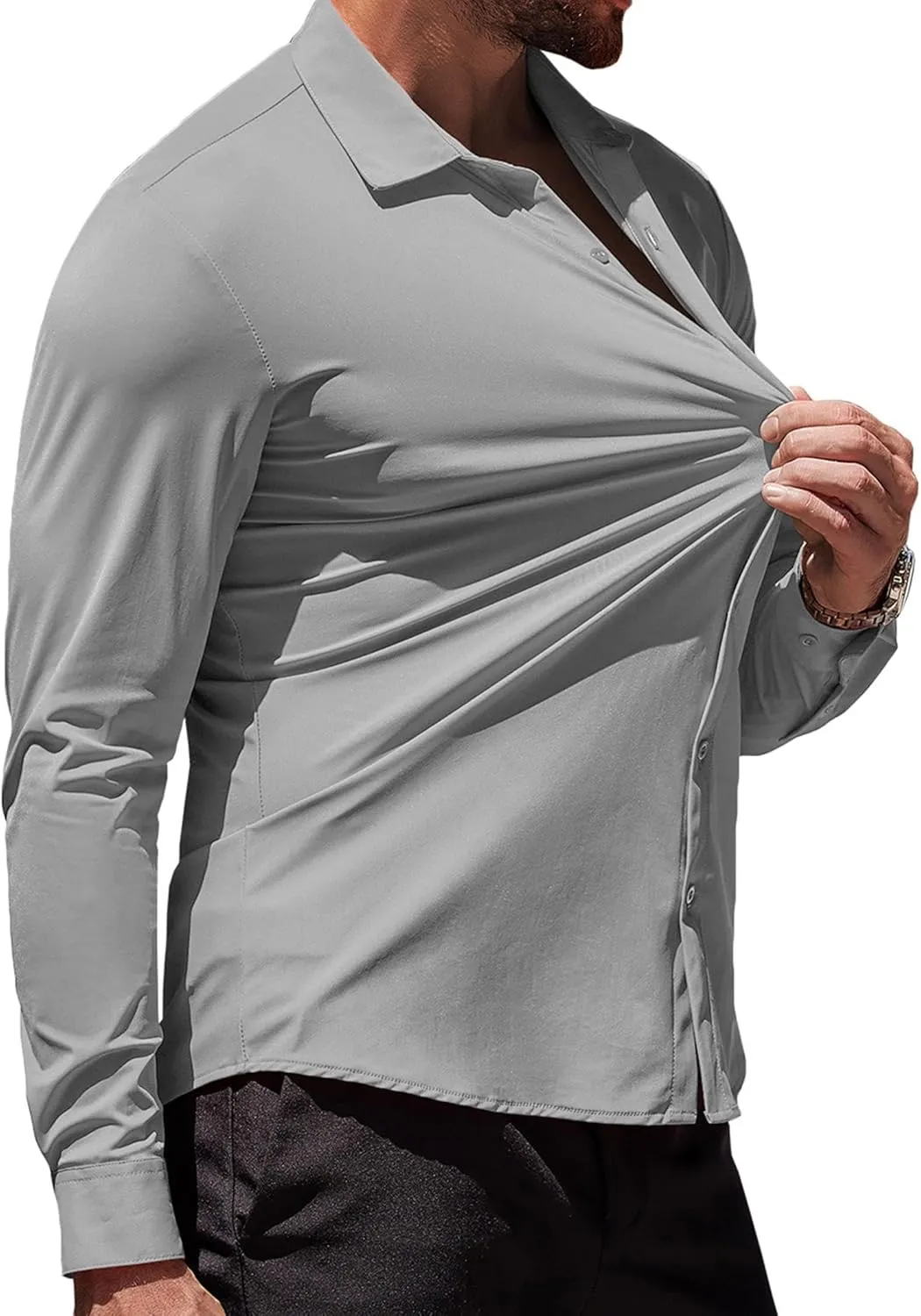 COOFANDY Men's Muscle Fit Dress Shirts Wrinkle-Free Long Sleeve Casual Button Down Shirts