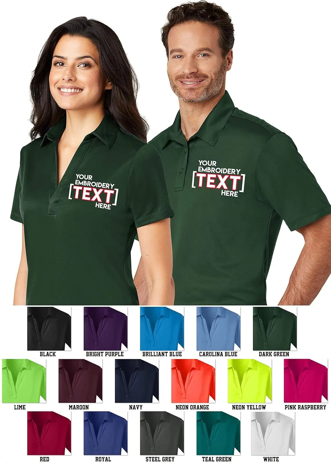 Custom Embroidered Shirts for Women - Add Your Text - Personalized Embroidery Polyester Polos