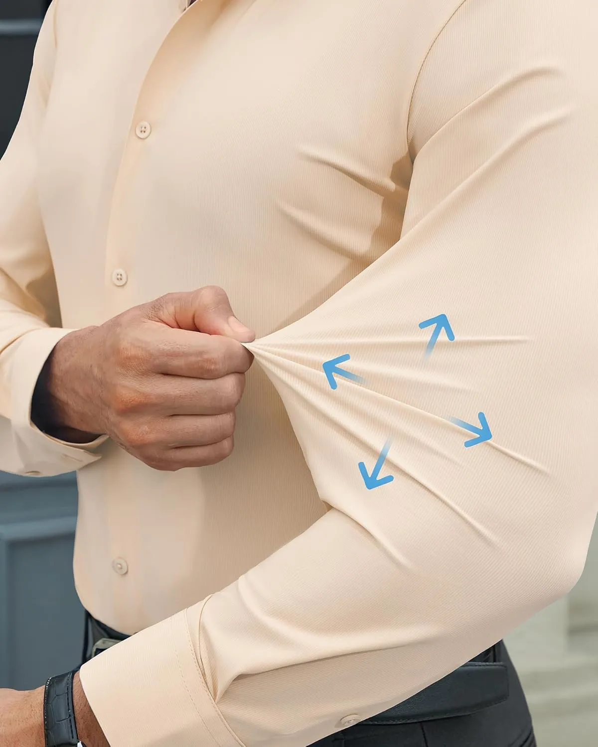 DEMEANOR Stretch Mens Dress Shirts Long Sleeve Slim Fit Dress Shirts for Men Muscle Fit Wrinkle Free Button Down Shirt