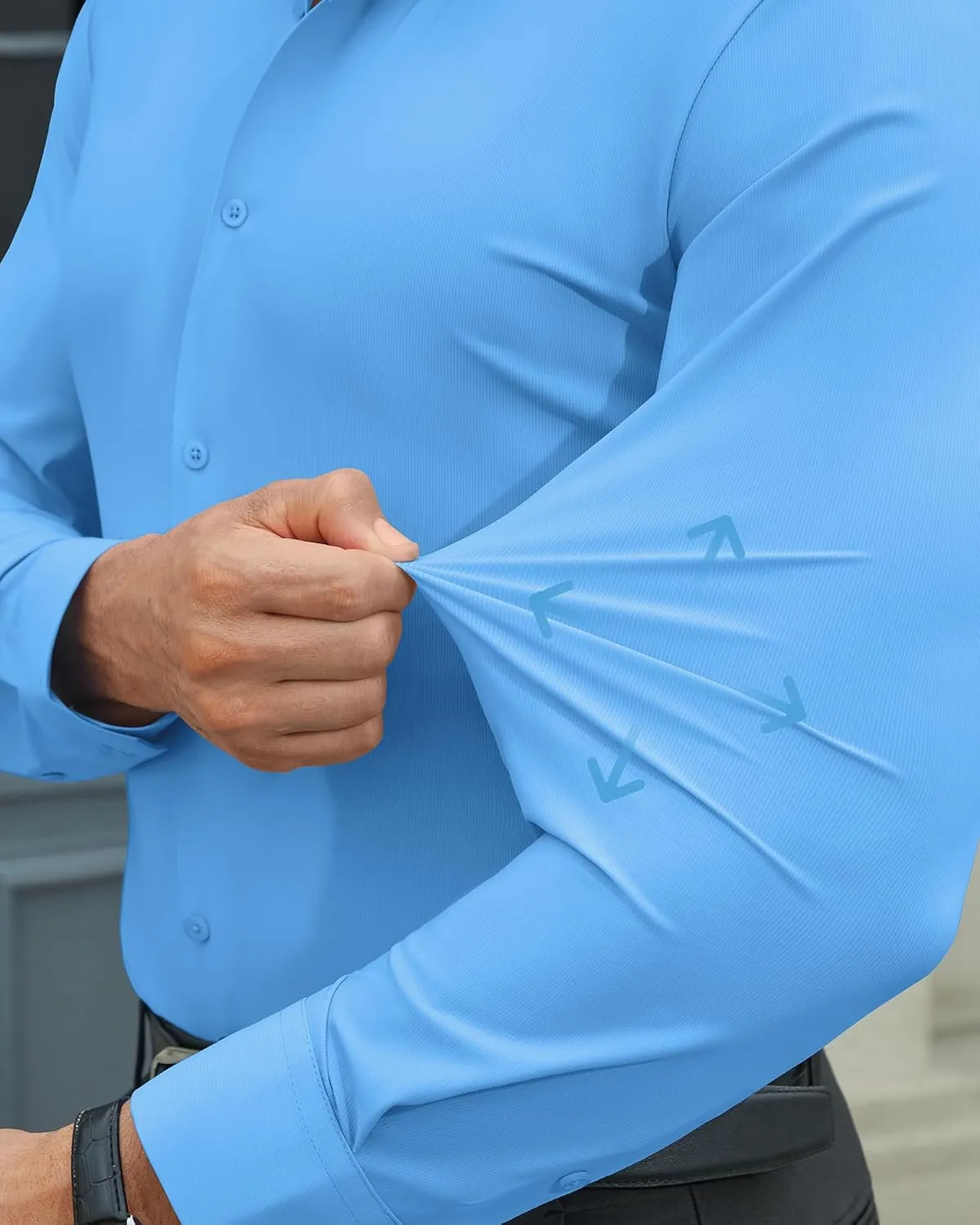 DEMEANOR Stretch Mens Dress Shirts Long Sleeve Slim Fit Dress Shirts for Men Muscle Fit Wrinkle Free Button Down Shirt