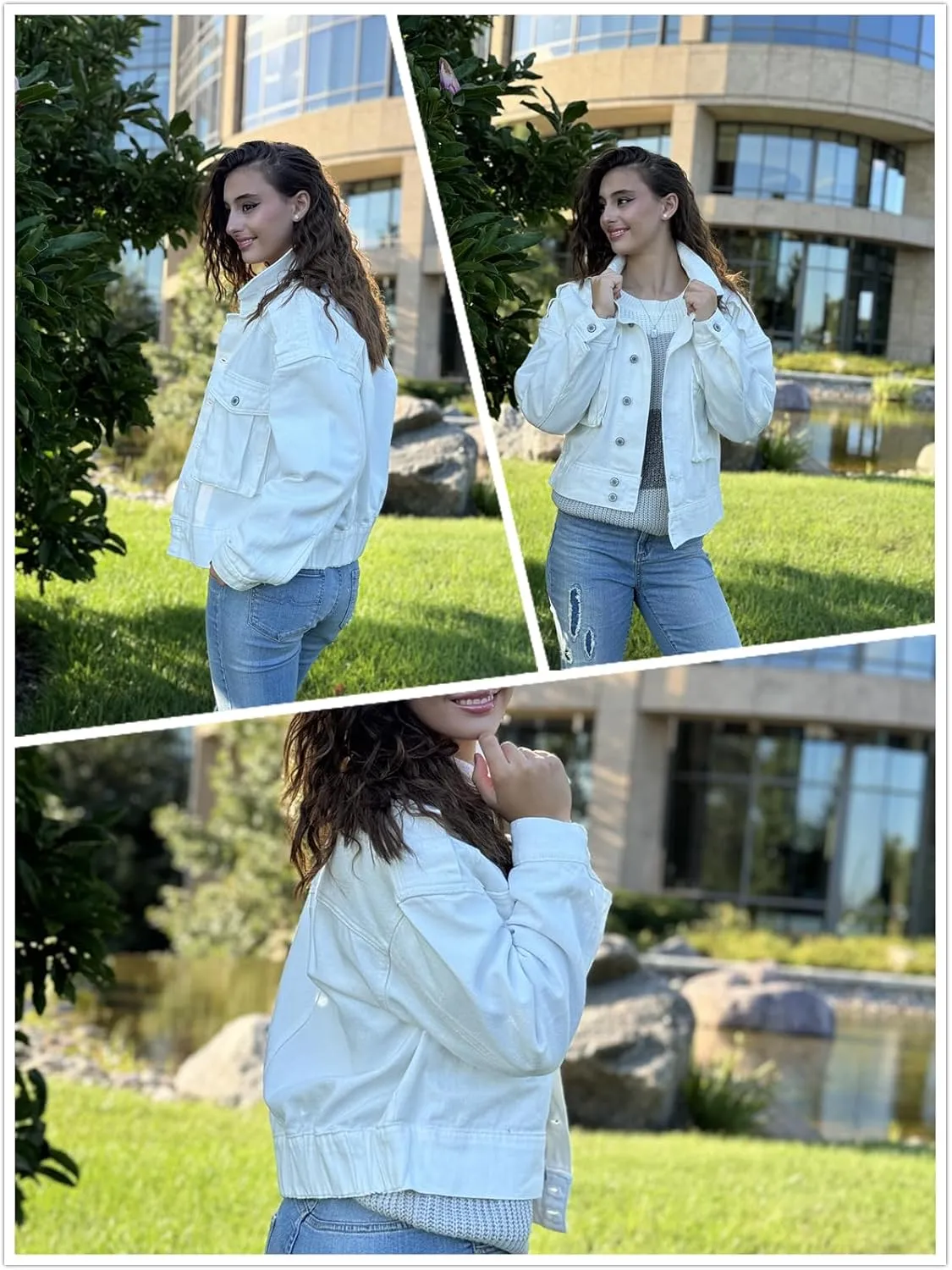 Dokotoo Women's Cargo Jean Jacket - Cropped Button Spring Fashion Coat for Women