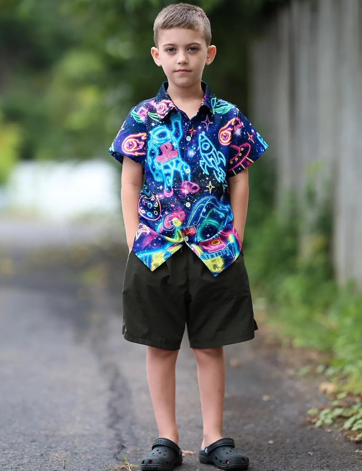 Enlifety Boys Girls Hawaii Shirt Cool Summer Casual Blouse Short Sleeve Button Down Tops Size 2-10T